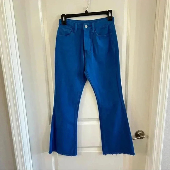 778 Princess Polly Denim Flare Raw Hem Jeans Size 2 - Picture 2 of 7